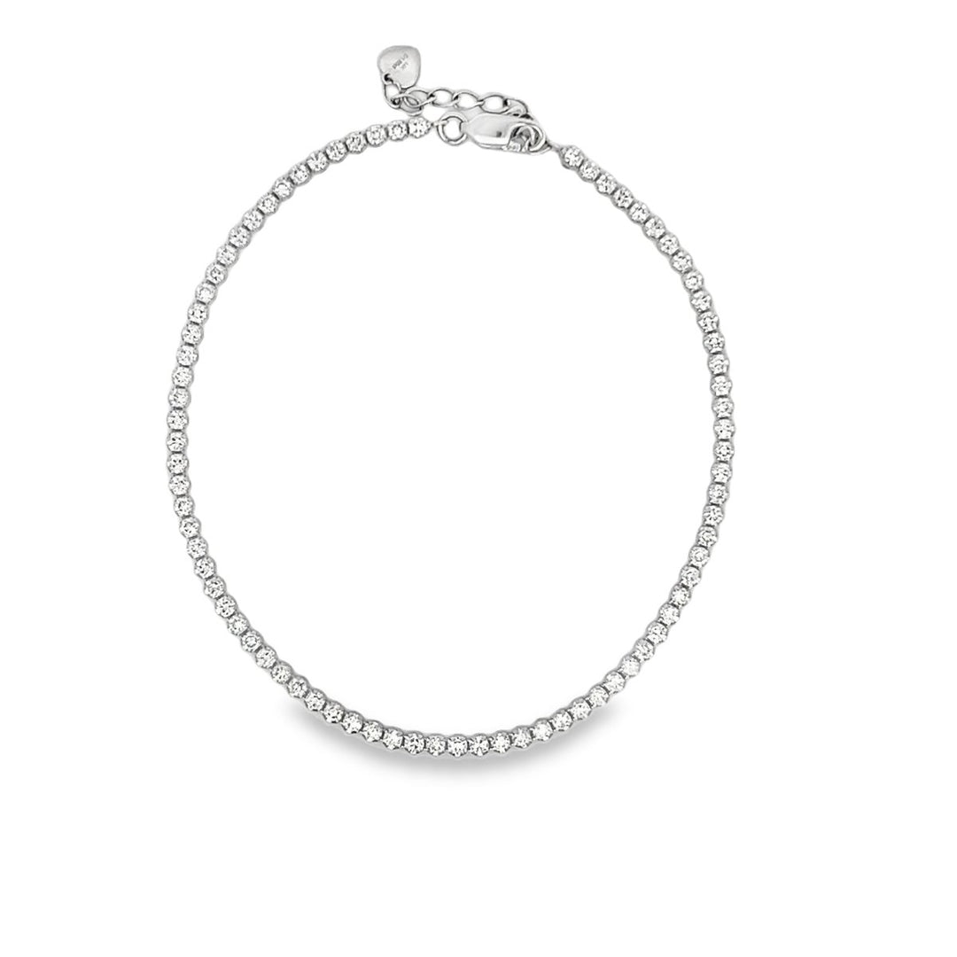 14K White Gold Diamond Bracelet with Adjustable Chain-link end - GSB00881
