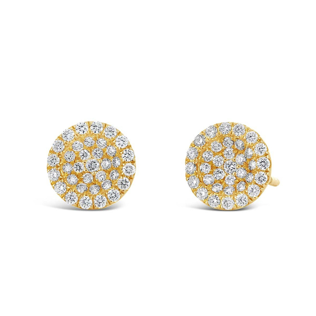 Yellow Gold Pave Diamond Disk Earrings - YJM2126E