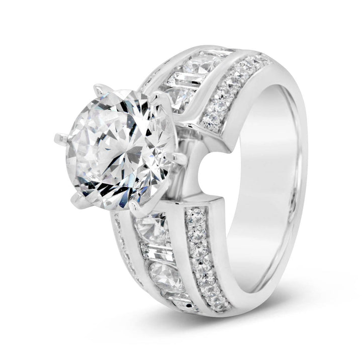 Wide Band Baguette Diamond Engagement Ring - YJA0679R