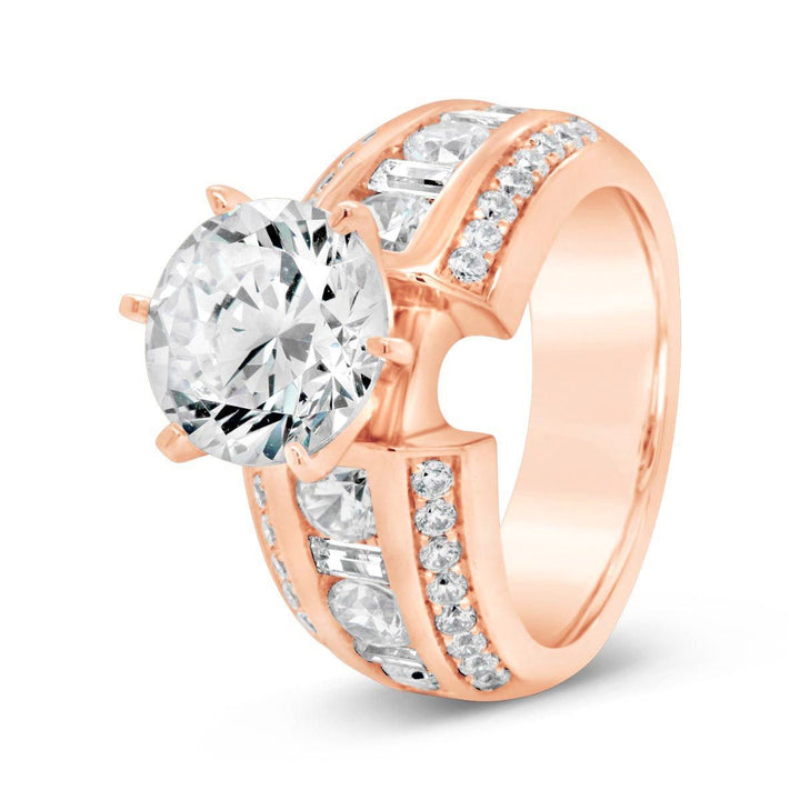 Wide Band Baguette Diamond Engagement Ring - YJA0679R