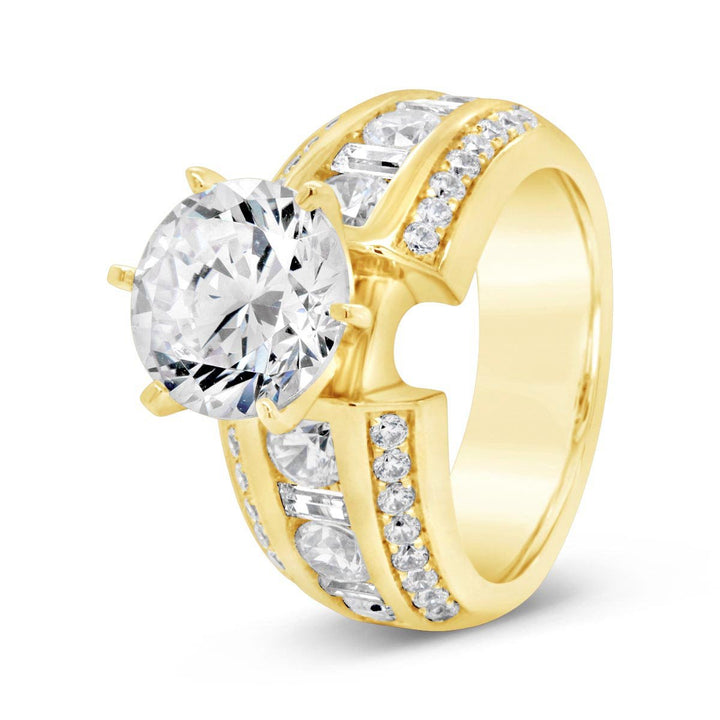 Wide Band Baguette Diamond Engagement Ring - YJA0679R