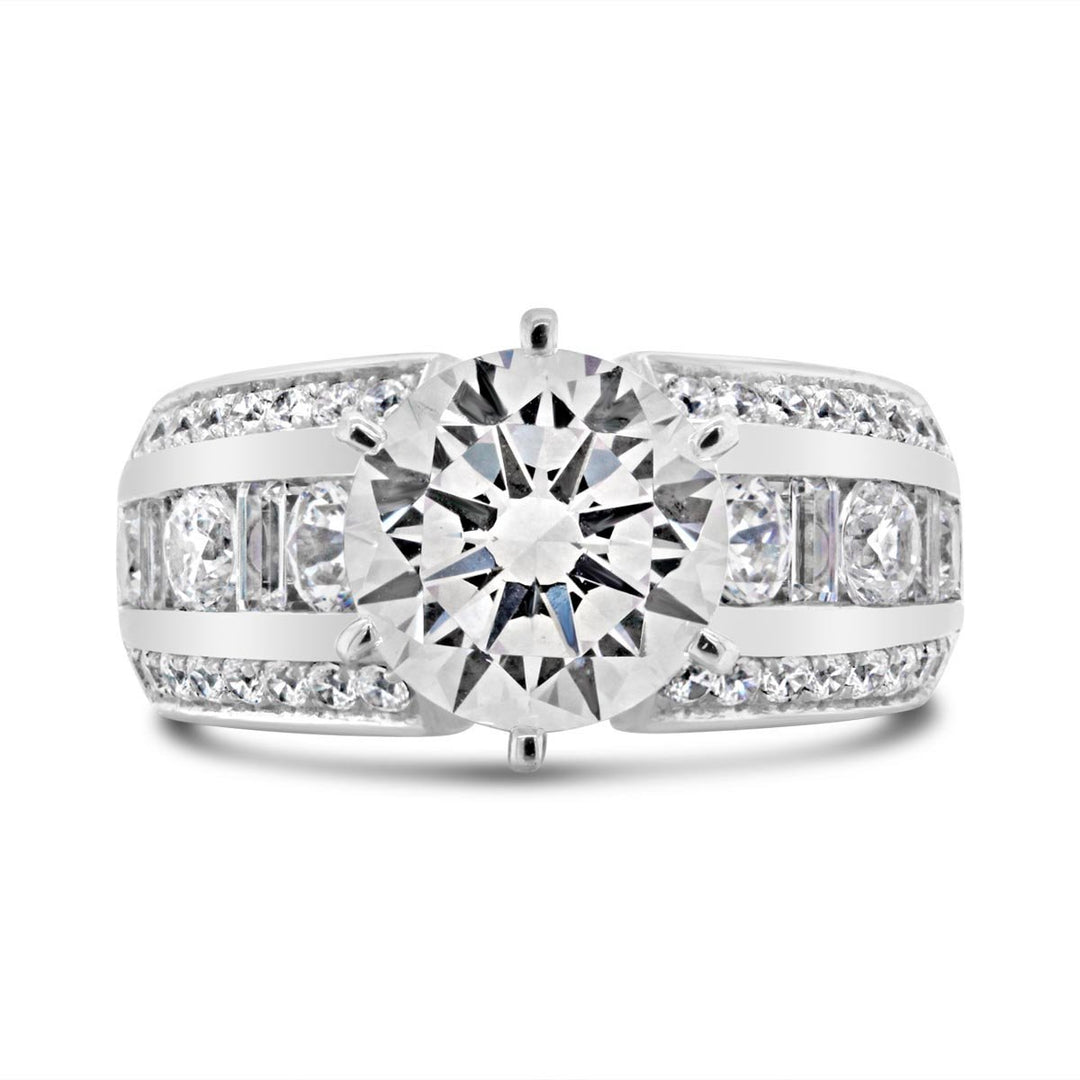 Wide Band Baguette Diamond Engagement Ring - YJA0679R