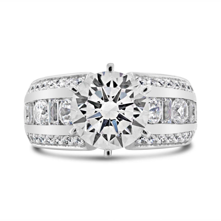 Wide Band Baguette Diamond Engagement Ring - YJA0679R