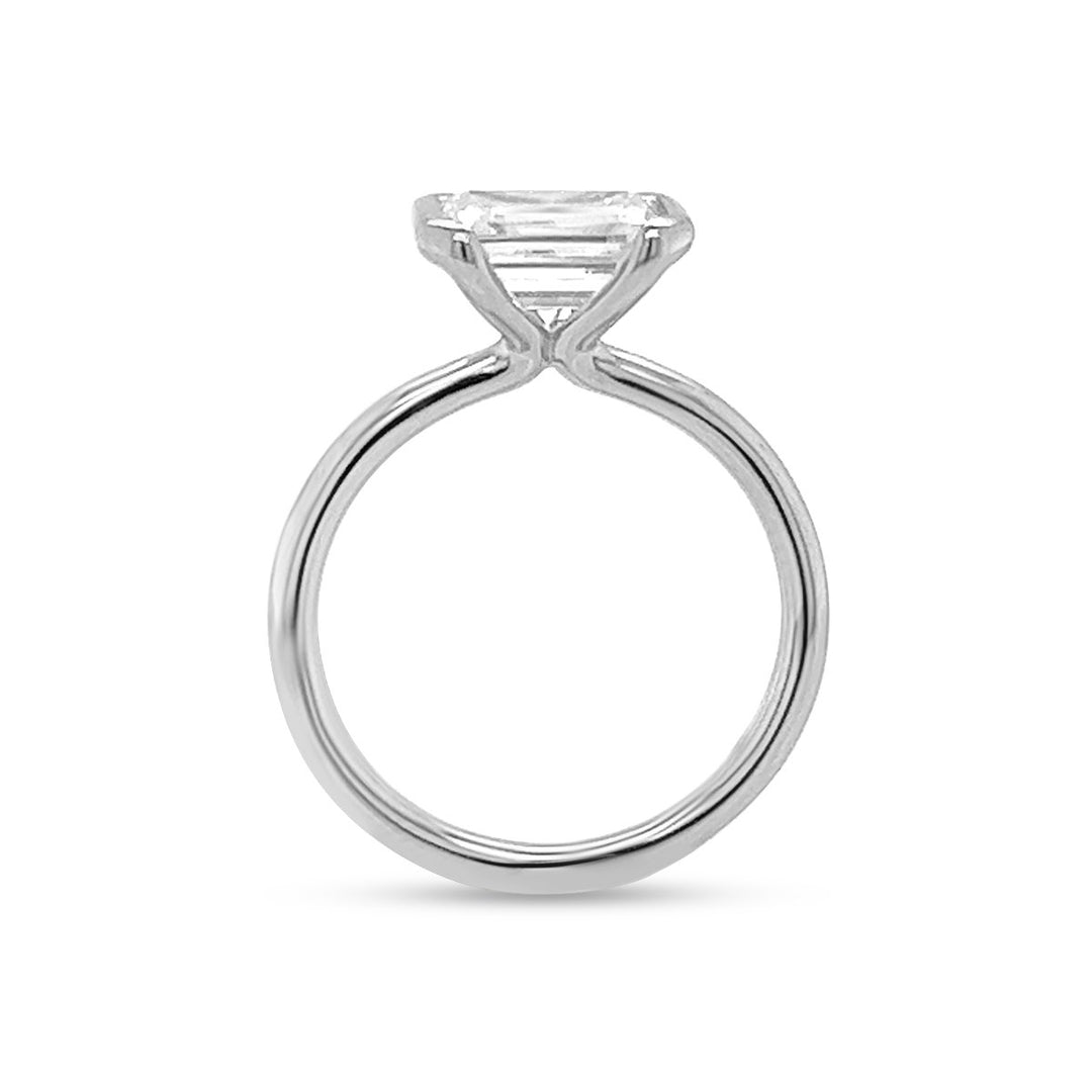 Unique Half-Bezel Emerald Diamond Engagement Ring