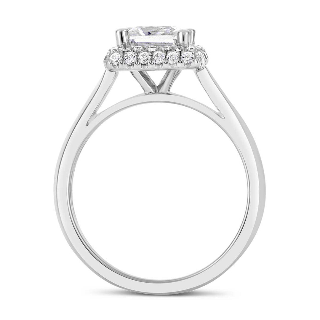 Pave Diamond Halo Engagement Ring