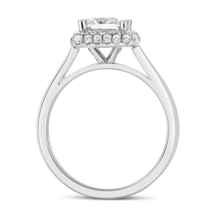 Pave Diamond Halo Engagement Ring