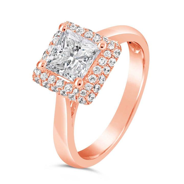 Pave Diamond Halo Engagement Ring