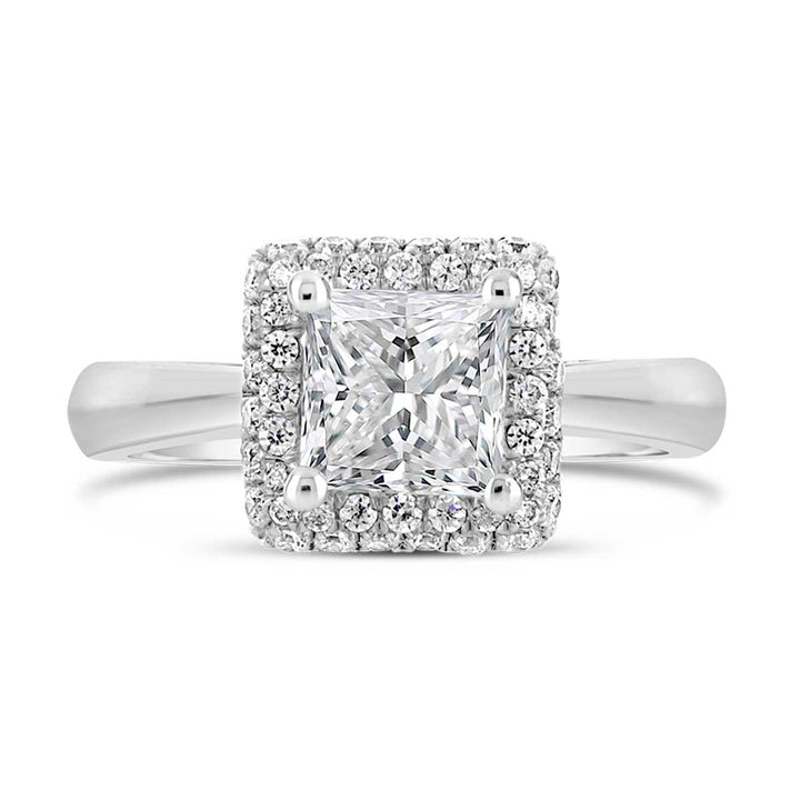 Pave Diamond Halo Engagement Ring