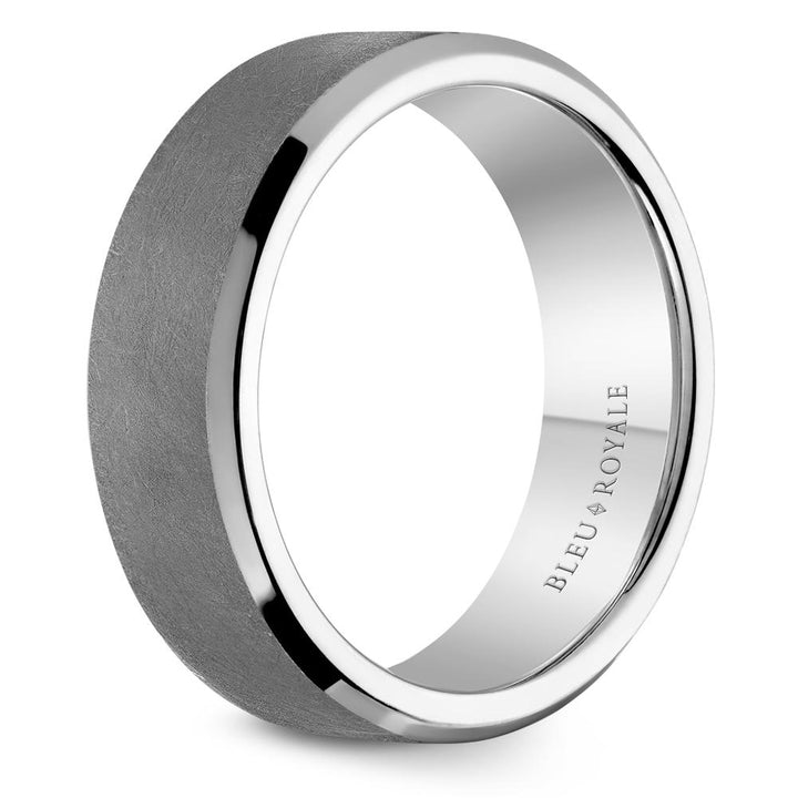 Tantalum Grey & Gold Men's Wedding Band with Diamond Brush Center & High Polish Sides - RYL-182TW75