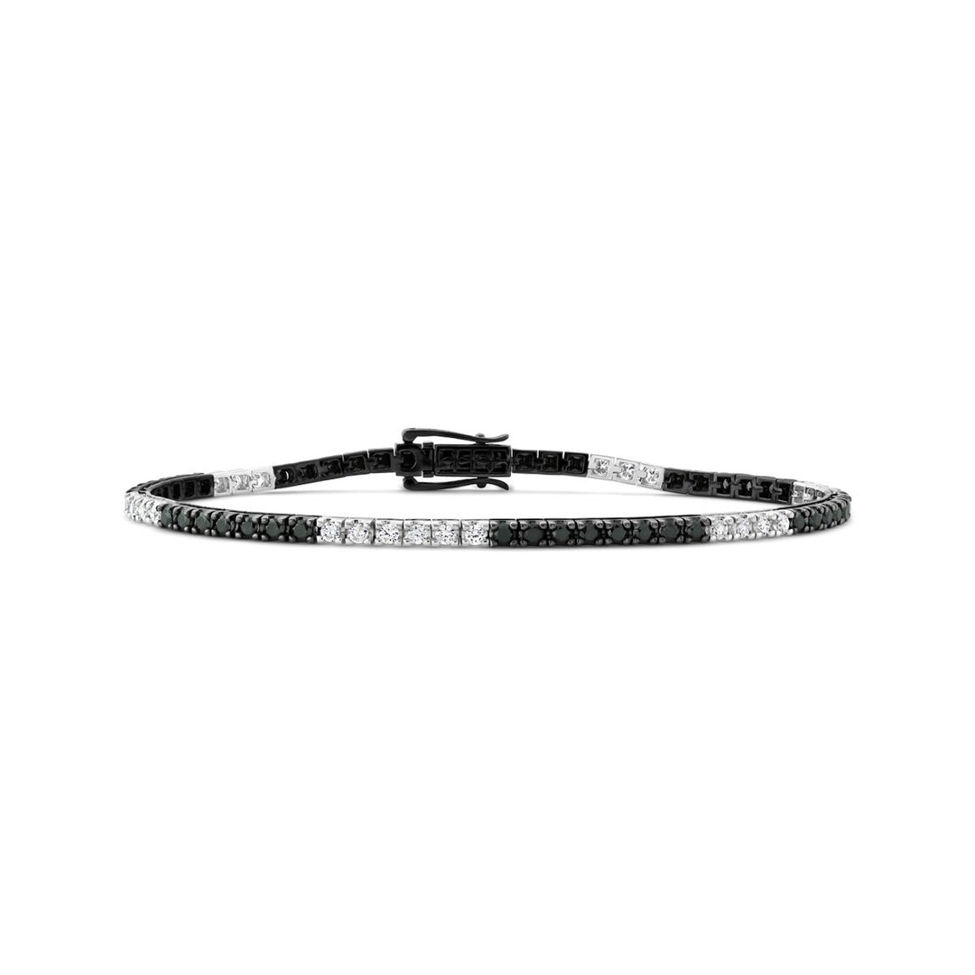 18K White Gold & Black Rhodium Tennis Diamond Bracelet