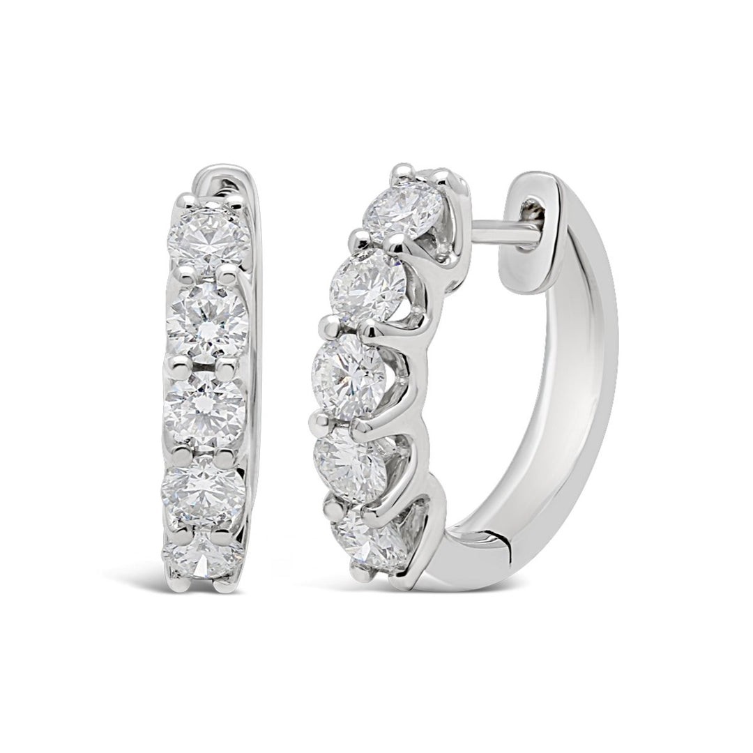 White Gold Diamond Hoop Earrings - ME3977