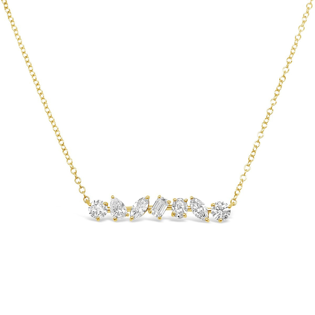 Yellow Gold Mixed Shape Lab Grown Diamond Bar Necklace - N0F1.50Y