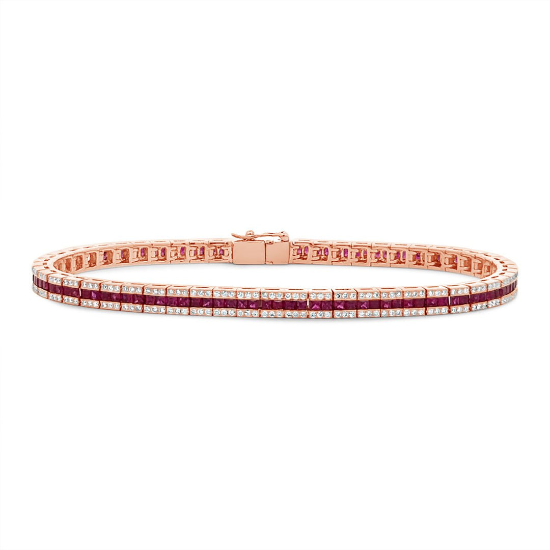 Rose Gold Diamond & Ruby Tennis Bracelet - BN0612P14R1