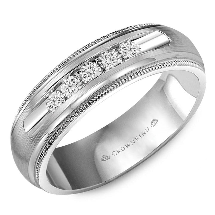 Crown Ring Men's Diamond Wedding Band - WB-9816