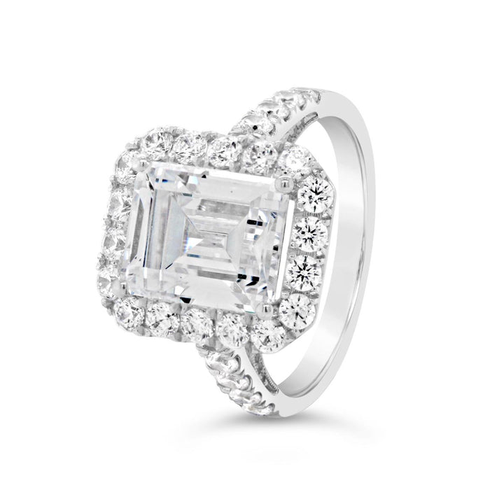 Emerald Cut Halo Diamond Engagement Ring