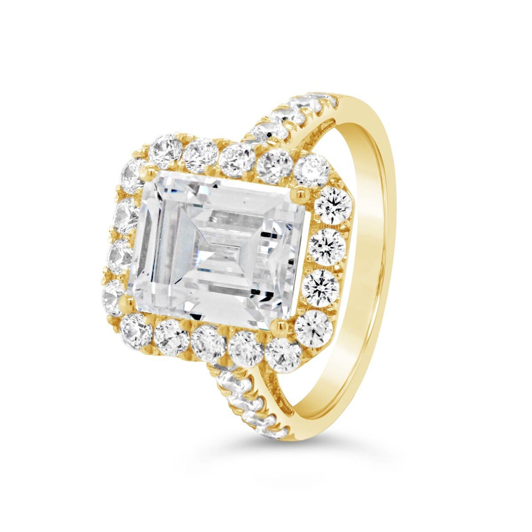 Emerald Cut Halo Diamond Engagement Ring