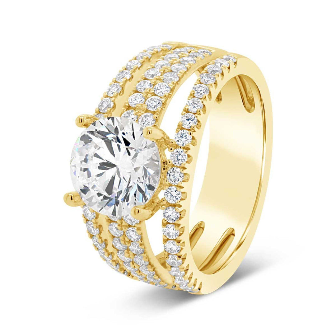 Wide Band Diamond Engagement Ring - GR0411