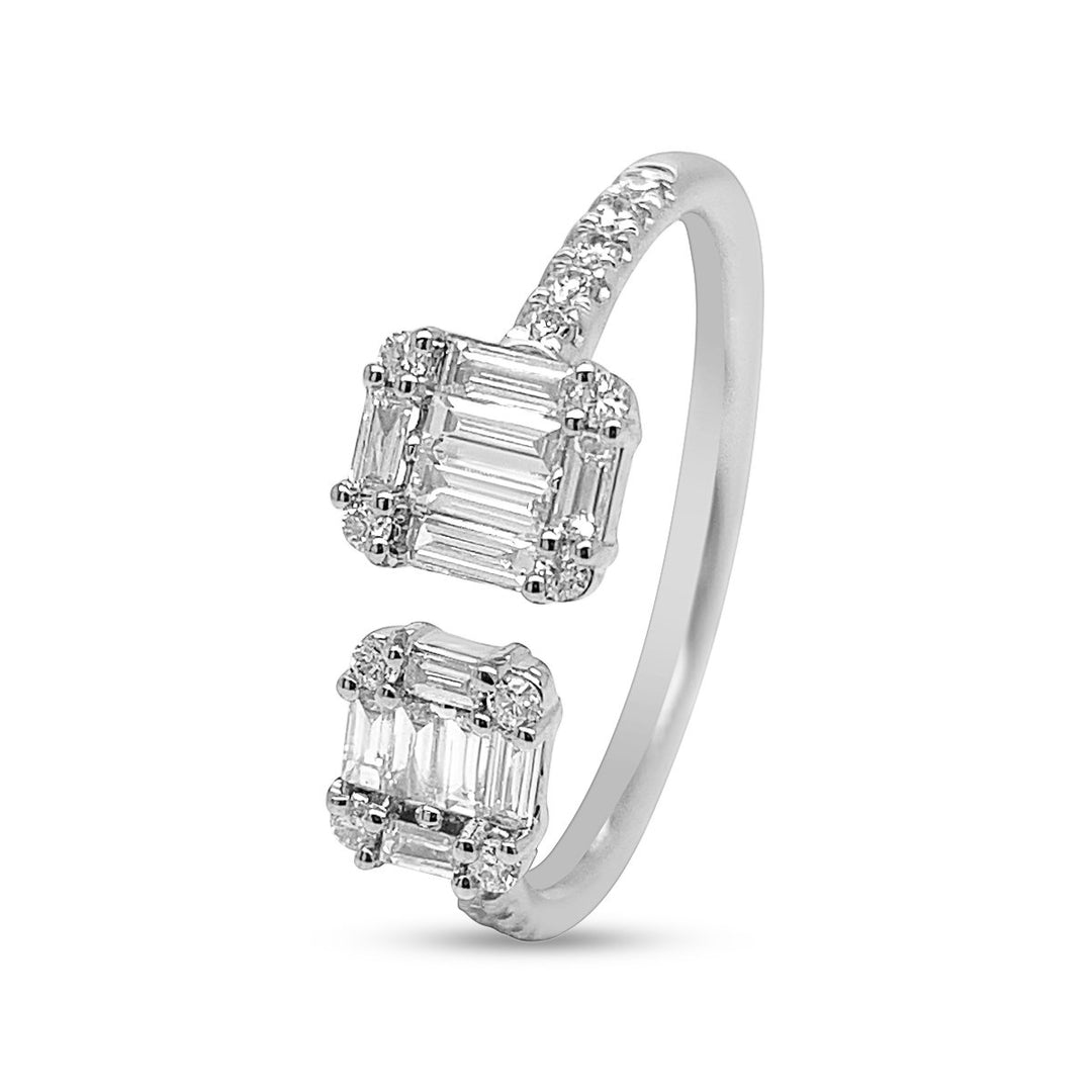 White Gold Diamond Ring with Tapered Baguettes - R95166
