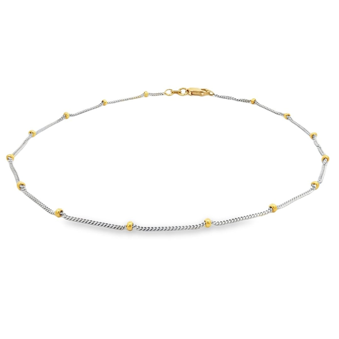 Yellow Gold 2.0mm Saturn Curb Anklet Chain - MZ001793