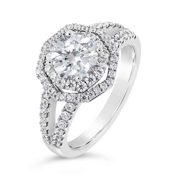 Double Halo Diamond Engagement Ring