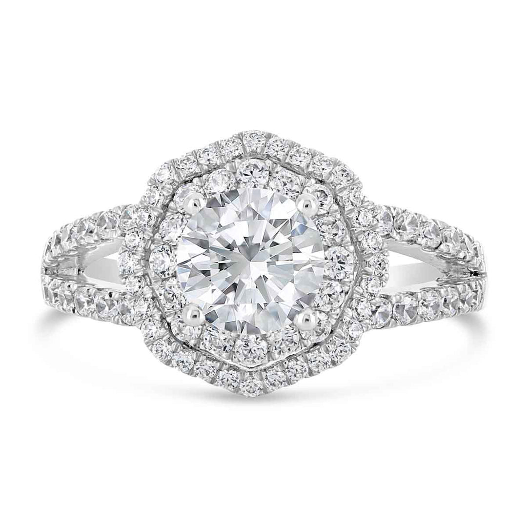 Double Halo Diamond Engagement Ring