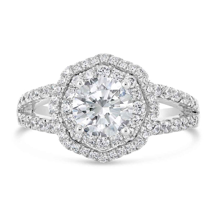 Double Halo Diamond Engagement Ring