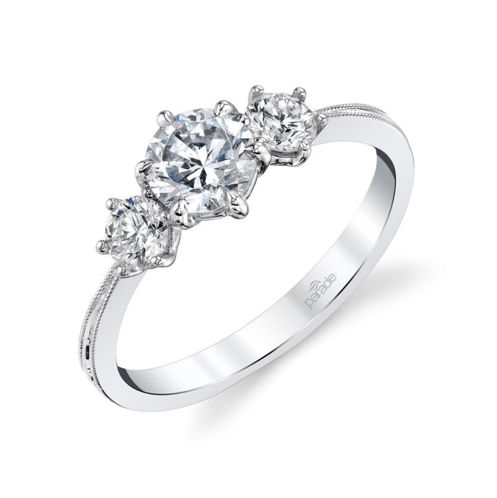 Three Stone Milgrain Engagement Ring