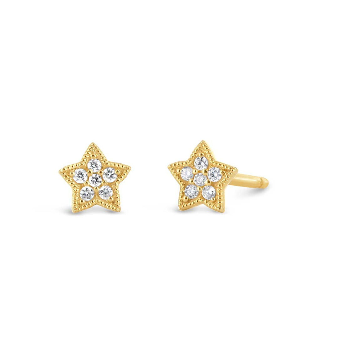 Yellow Gold Diamond Star Earrings - YJM9676E