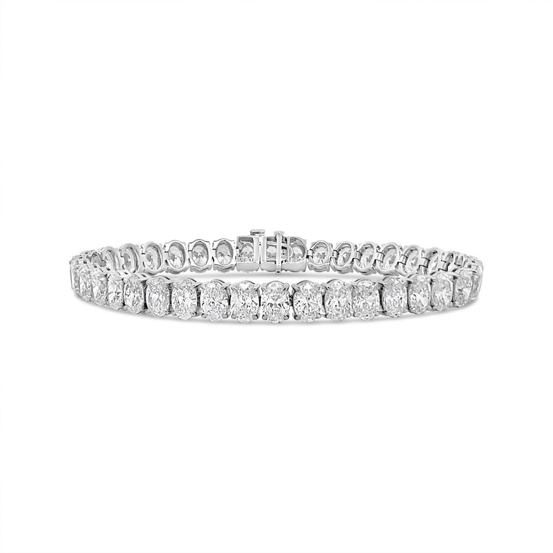 White Gold Lab Grown Oval Diamond Tennis Bracelet - BC345