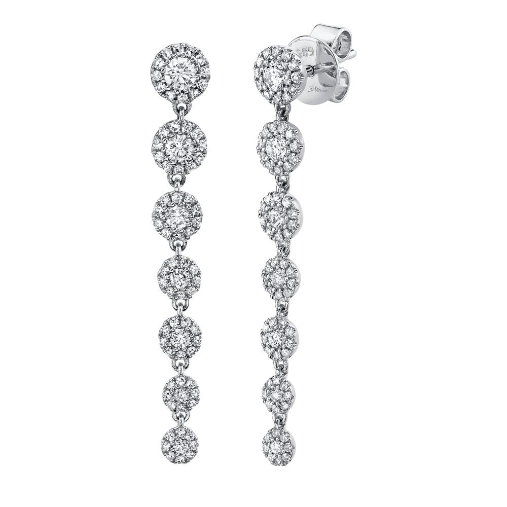 White Gold Diamond Drop Earrings - SC55003537