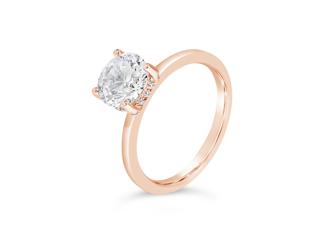 Solitaire Hidden Halo Diamond Engagement Ring