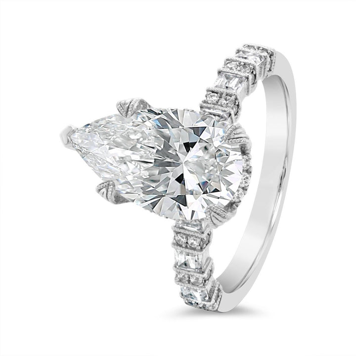 Diamond Engagement Ring with Dropped Hidden Halo - YJM4255R