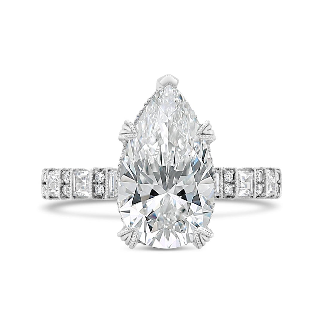 Diamond Engagement Ring with Dropped Hidden Halo - YJM4255R
