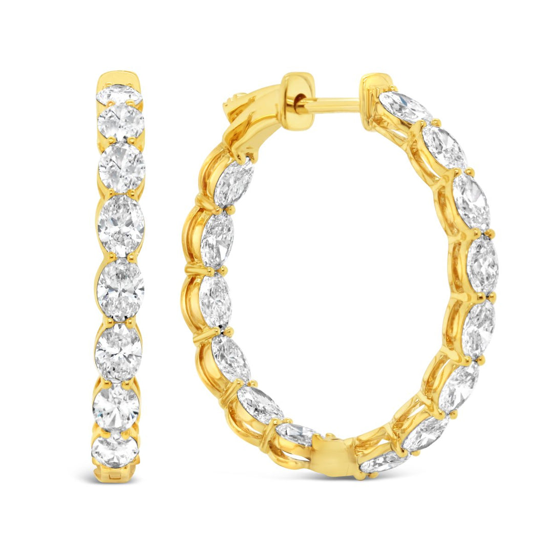 Yellow Gold Oval Lab Grown Diamond In & Out Hoop Earrings - ER1557