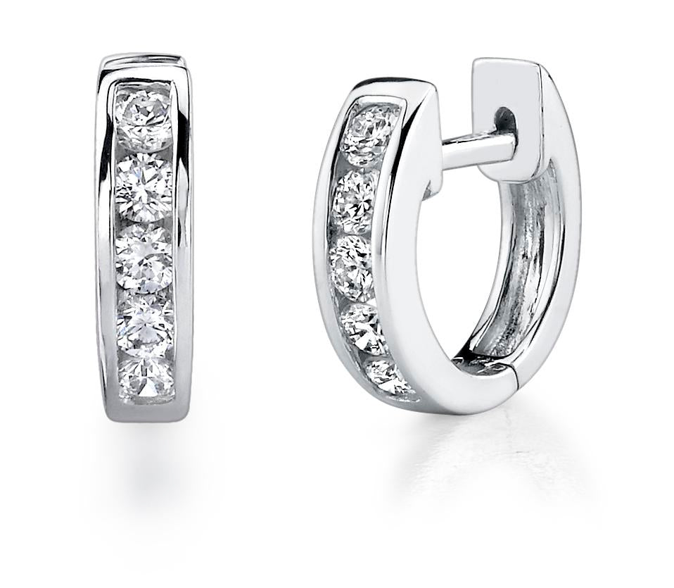 Channel Set Diamond Hoop Earring - 2H42DW