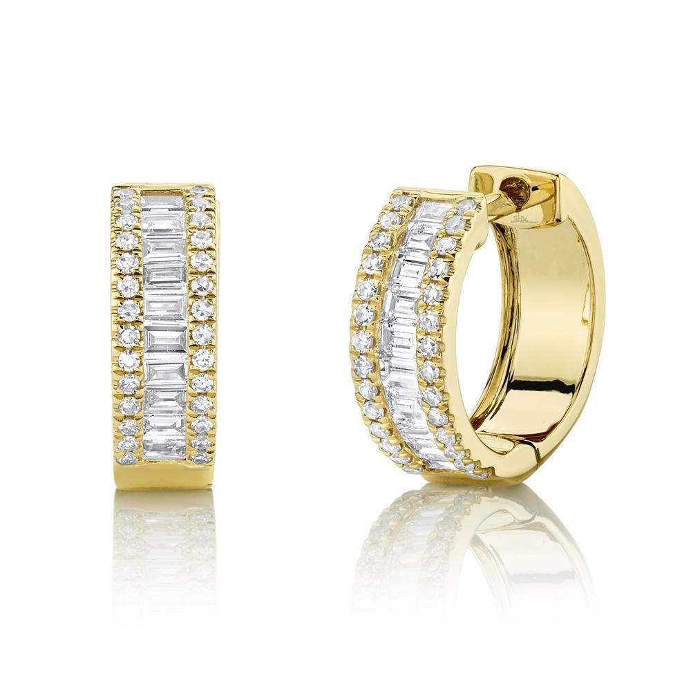 Yellow Gold Diamond Huggie Earrings - SC55007095