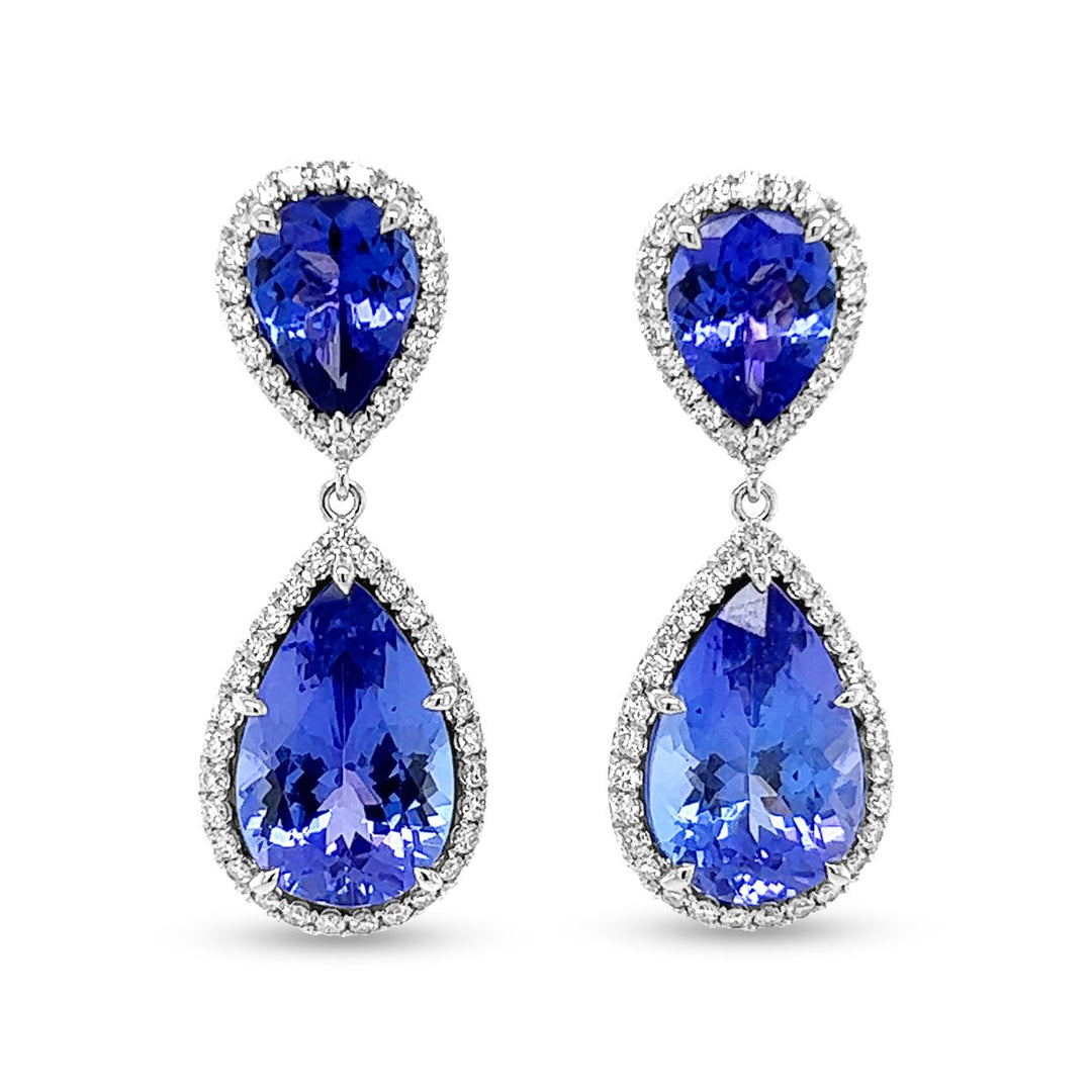 Diamond & Tanzanite Halo Drop Earrings - YJC3352E
