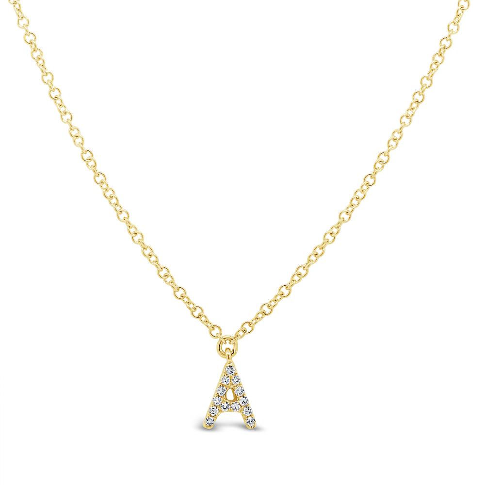 Yellow Gold Initial A Diamond Necklace - SC55007904-A