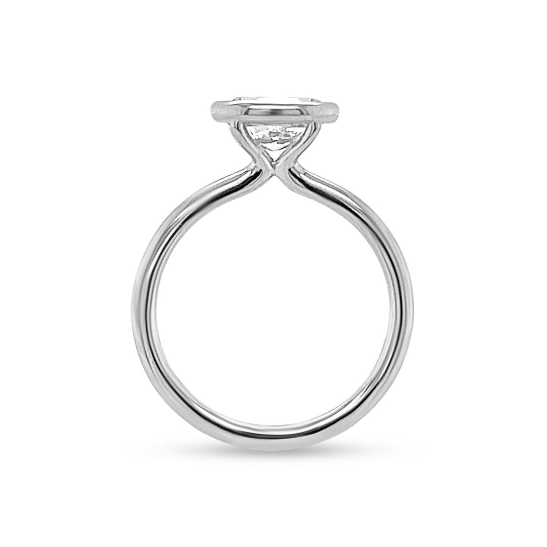 Bezel Set Solitaire Emerald Diamond Engagement Ring