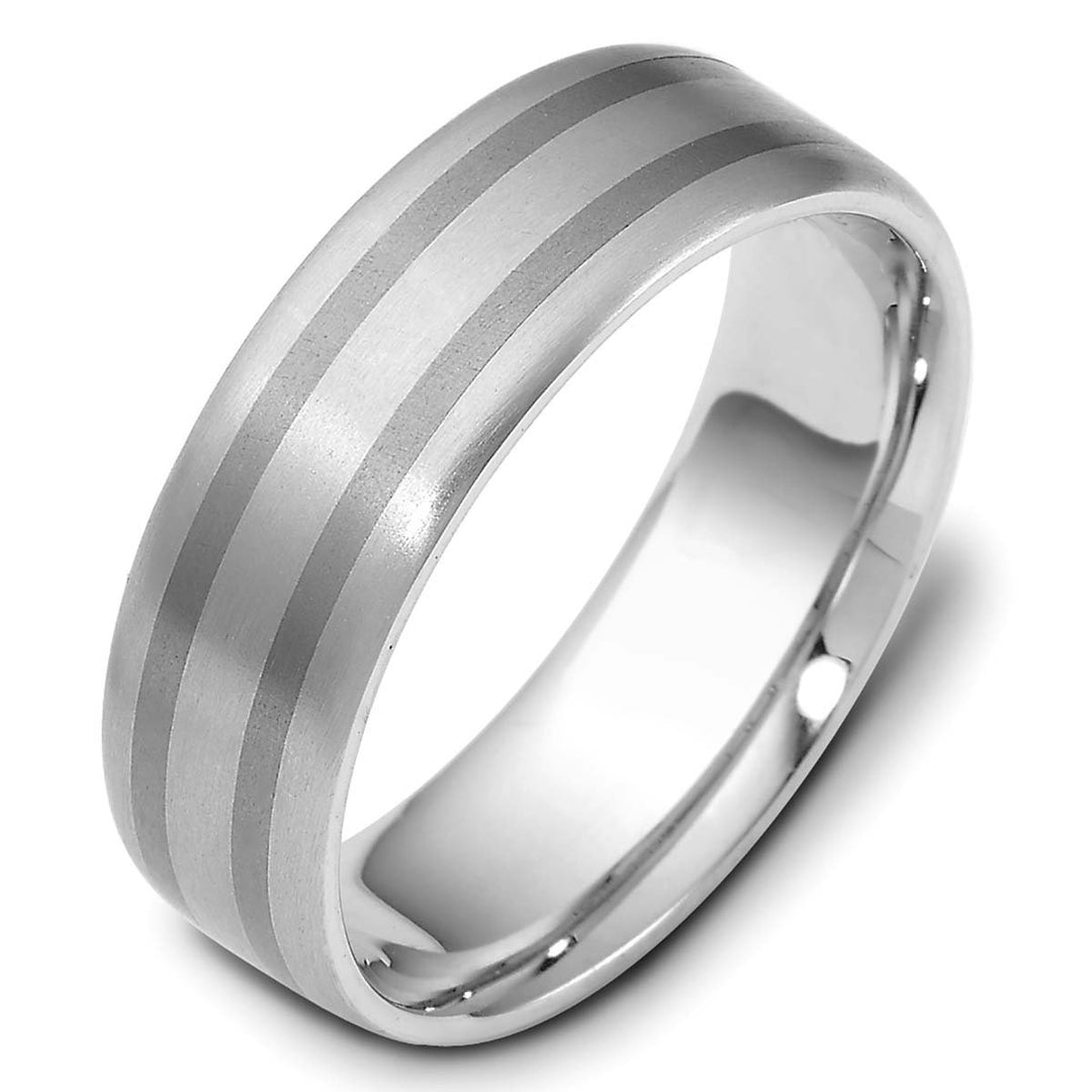 White Gold Men's Titanium Wedding Band - 1143