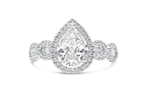 Cross Over Diamond Halo Engagement Ring