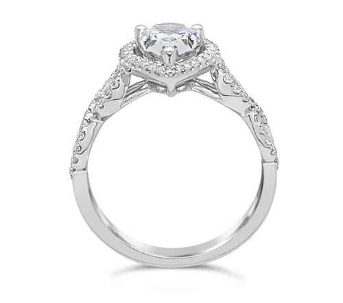 Cross Over Diamond Halo Engagement Ring