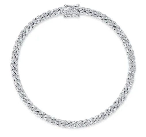 14K White Gold Diamond Link Bracelet - SC55022865