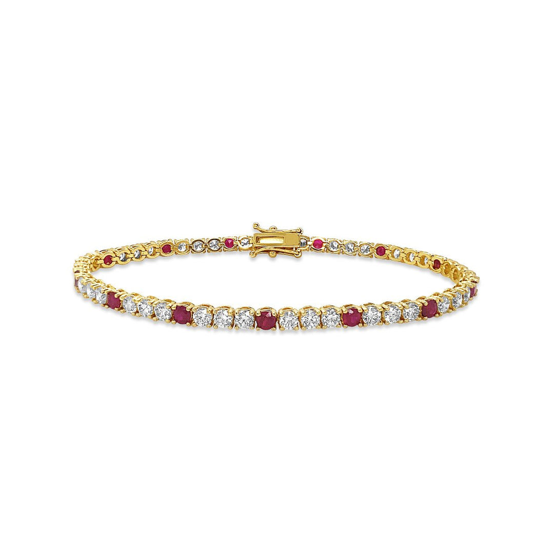 Yellow Gold Diamond & Sapphire Tennis Bracelet - BL7197-NAT