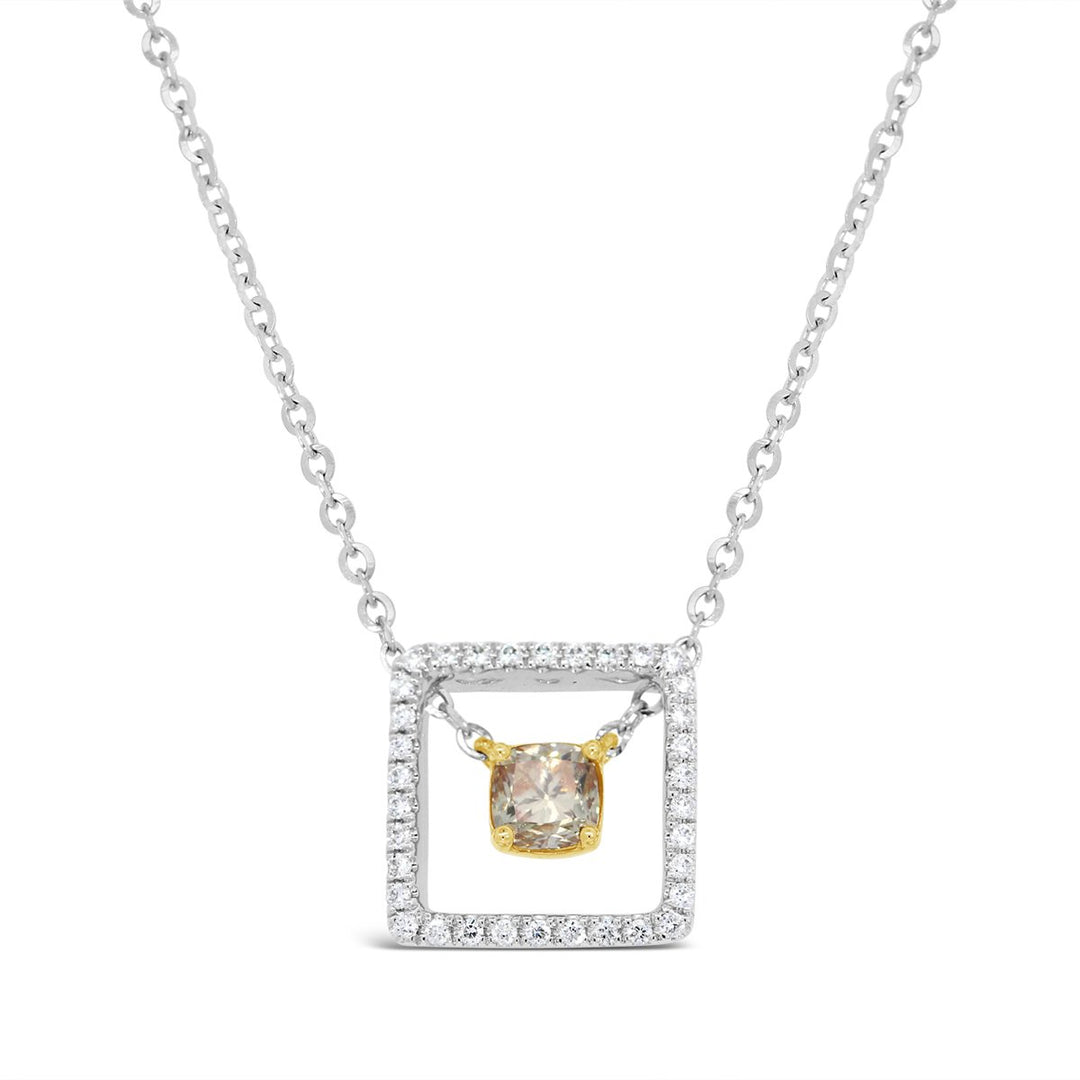 18K Two Tone Gold Yellow Diamond Necklace
