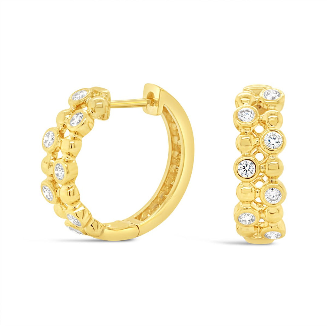 Yellow Gold Diamond Bezel Set Hoop Earrings - ED5039