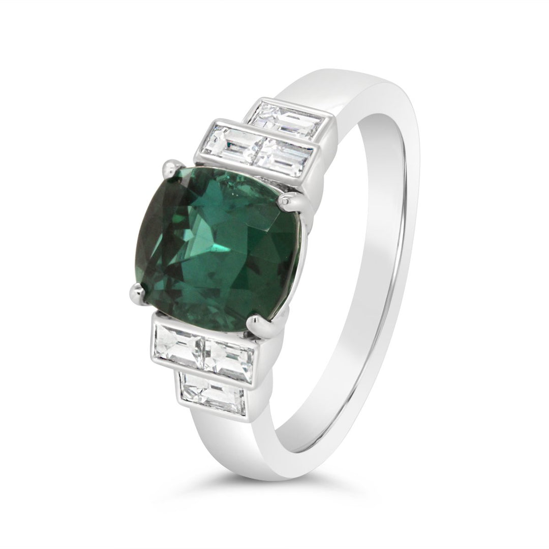 18K Whte Gold Diamond & Tourmaline Dress Ring - 5849AS