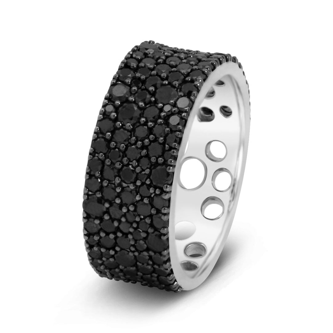 18K White Gold & Black Diamond Wide Band - AR2150