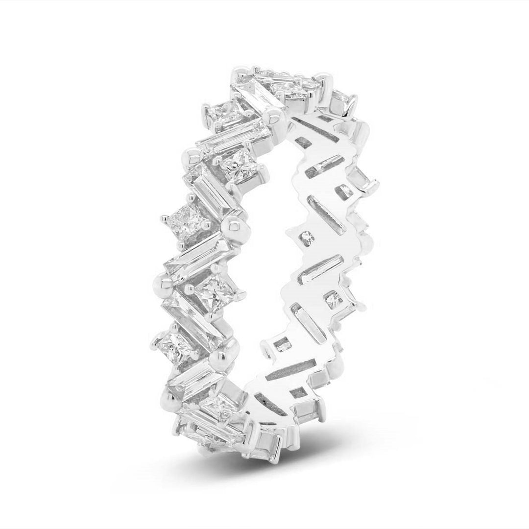 White Gold Multi Shape Eternity Diamond Band - KE2R02