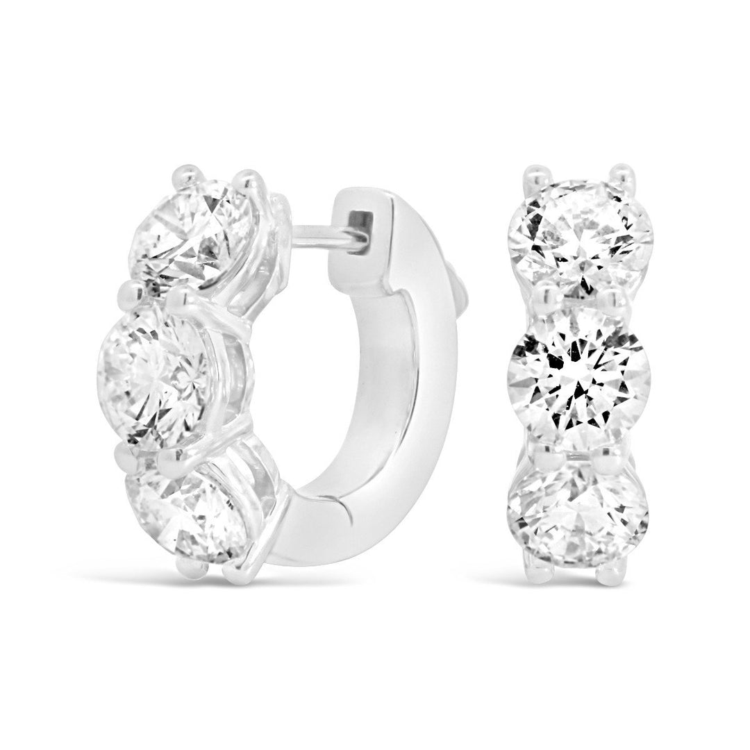 White Gold Lab Grown Diamond Huggie Earrings - LHS040530